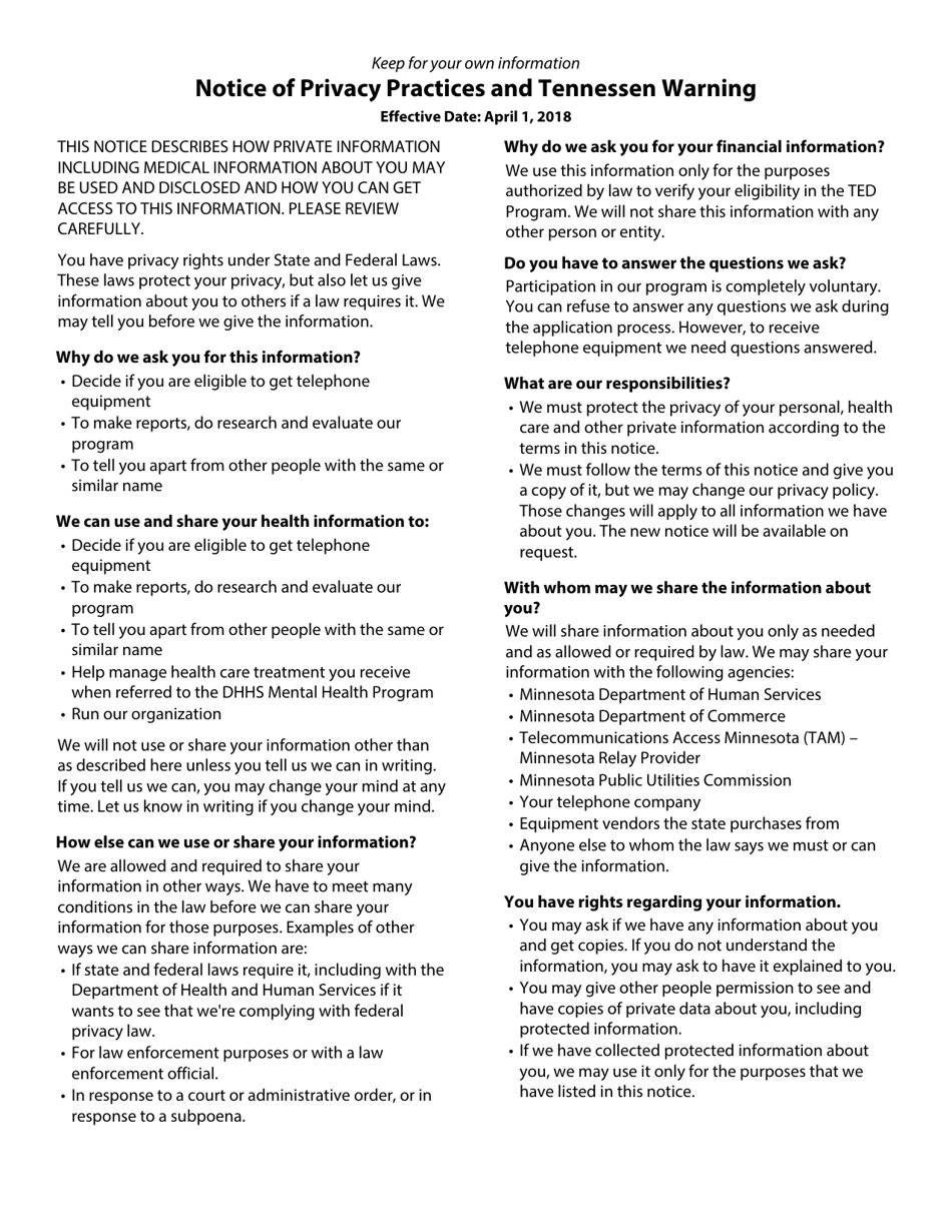 Form DHS-4005-ENG Telephone Equipment Distribution Program Application - Minnesota, Page 5