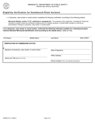 Form PS2907 Petition for a Variance Form - Homebound Photo Variance' - Minnesota, Page 2