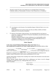 Form OFP401 Affidavit and Motion to Modify Order for Protection - Minnesota (English/Somali), Page 2