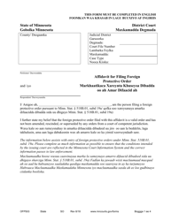 Document preview: Form OFP503 Affidavit for Filing Foreign Protective Order - Minnesota (English/Somali)