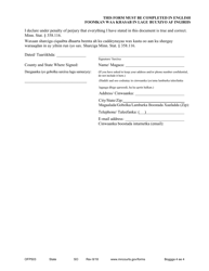 Form OFP503 Affidavit for Filing Foreign Protective Order - Minnesota (English/Somali), Page 4