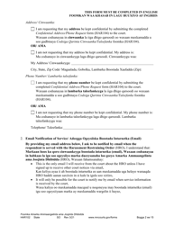 Form HAR102 Petition for Harassment Restraining Order - Minnesota (English/Somali), Page 2