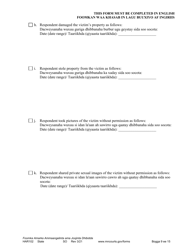 Form HAR102 Petition for Harassment Restraining Order - Minnesota (English/Somali), Page 9
