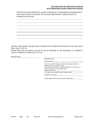 Form OFP701 Application for Extension of or Subsequent Order for Protection - Minnesota (English/Spanish), Page 2
