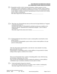 Form HAR102 Petition for Harassment Restraining Order - Minnesota (English/Spanish), Page 10