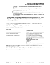 Form HAR102 Petition for Harassment Restraining Order - Minnesota (English/Spanish), Page 15