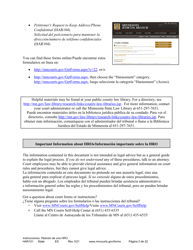 Form HAR101 Instructions - Applying for a Harassment Restraining Order - Minnesota (English/Spanish), Page 2