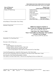Form HAR501 Affidavit in Support of Order to Show Cause for Contempt (Harassment) - Minnesota (English/Hmong)