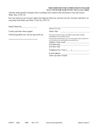 Form HAR701 Affidavit and Request for Publication (Harassment) - Minnesota (English/Hmong), Page 2