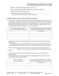 Form HAR102 Petition for Harassment Restraining Order - Minnesota (English/Hmong), Page 5
