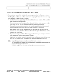 Form HAR102 Petition for Harassment Restraining Order - Minnesota (English/Hmong), Page 6