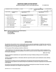 Document preview: Form DCH-0819A Abortion Complication Report - Michigan