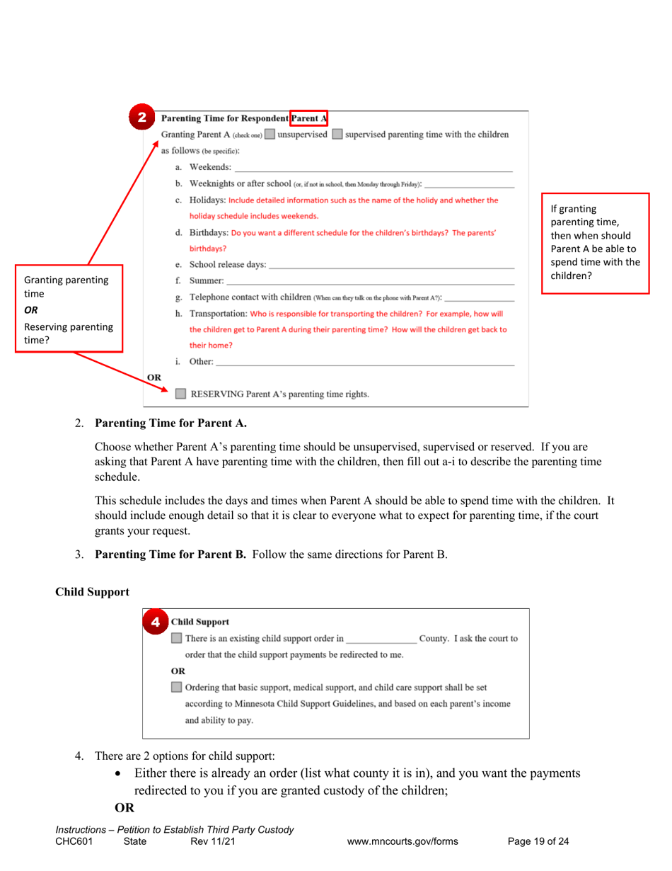 Form CHC601 Instructions - Request to Establish Third Party Custody of a Child - Minnesota, Page 19