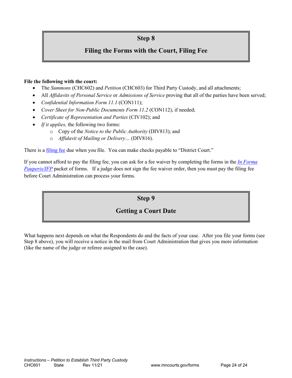 Form CHC601 Instructions - Request to Establish Third Party Custody of a Child - Minnesota, Page 24