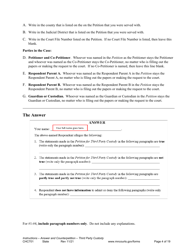 Form CHC701 Instructions - Answer to Petition to Establish Third Party Custody of a Child and Counterpetition for Custody - Minnesota, Page 4