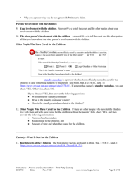 Form CHC701 Instructions - Answer to Petition to Establish Third Party Custody of a Child and Counterpetition for Custody - Minnesota, Page 9