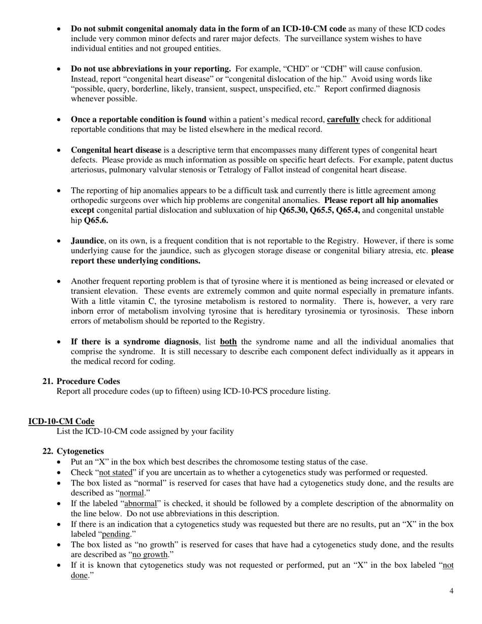 Form DCH-0944W Michigan Birth Defects Registry Report - Michigan, Page 4
