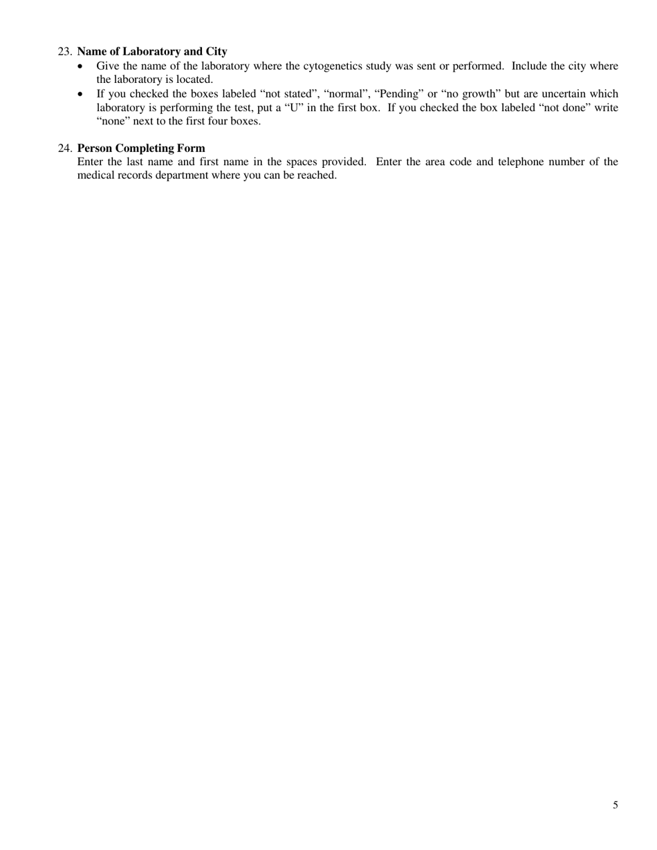 Form DCH-0944W Michigan Birth Defects Registry Report - Michigan, Page 5