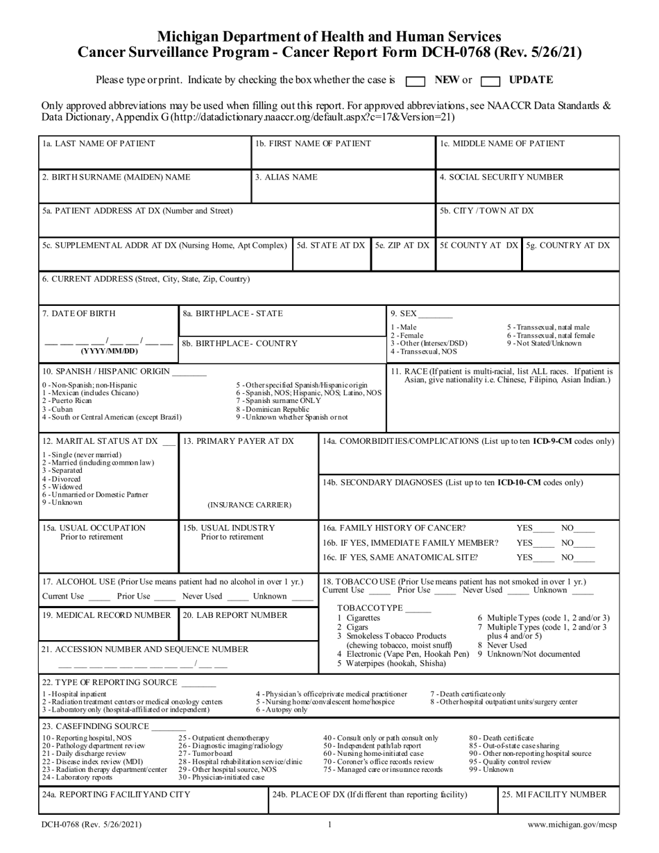 Form Dch 0768 Fill Out Sign Online And Download Printable Pdf Michigan Templateroller 6281