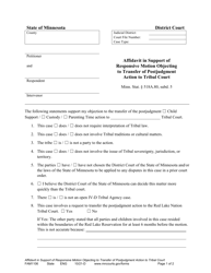 Document preview: Form FAM1106 Affidavit in Support of Responsive Motion Objecting to Transfer of Postjudgment Action to Tribal Court - Minnesota