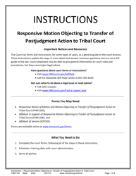 Form FAM1104 Instructions - Responsive Motion Objecting to Transfer of Postjudgment Action to Tribal Court - Minnesota