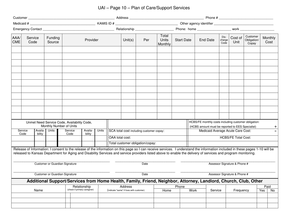KDADS Form SS-005 Uniform Assessment Instrument - Kansas, Page 12