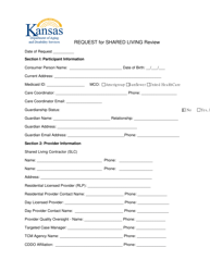 Document preview: Request for Shared Living Review - Kansas
