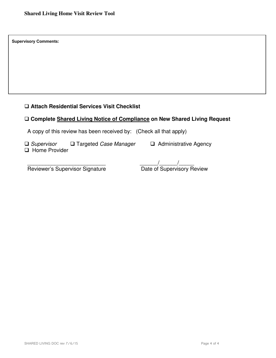 Shared Living Home Visit Review Tool - Kansas, Page 4