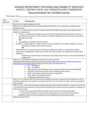 Document preview: Limited Scope License Checklist - Kansas