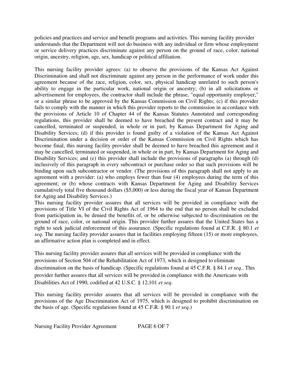 Form MS-2015 Nursing Facility Provider Agreement - Kansas, Page 6