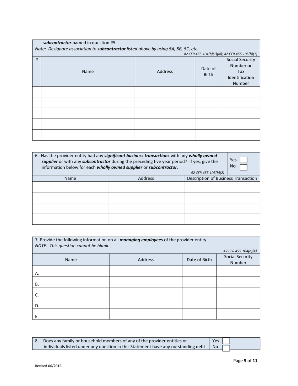Disclosure of Ownership and Control Interest Statement - Kansas, Page 5