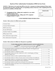 Document preview: Kancare Prior Authorization Termination of Pbs Services Form - Kansas