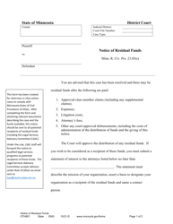 Form OTH801 Notice of Residual Funds - Minnesota