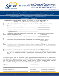 Document preview: Initial Training Program for Registered Pest Control Technicians Checklist - Kansas
