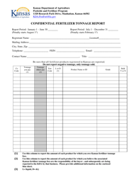 Document preview: Confidential Fertilizer Tonnage Report - Kansas