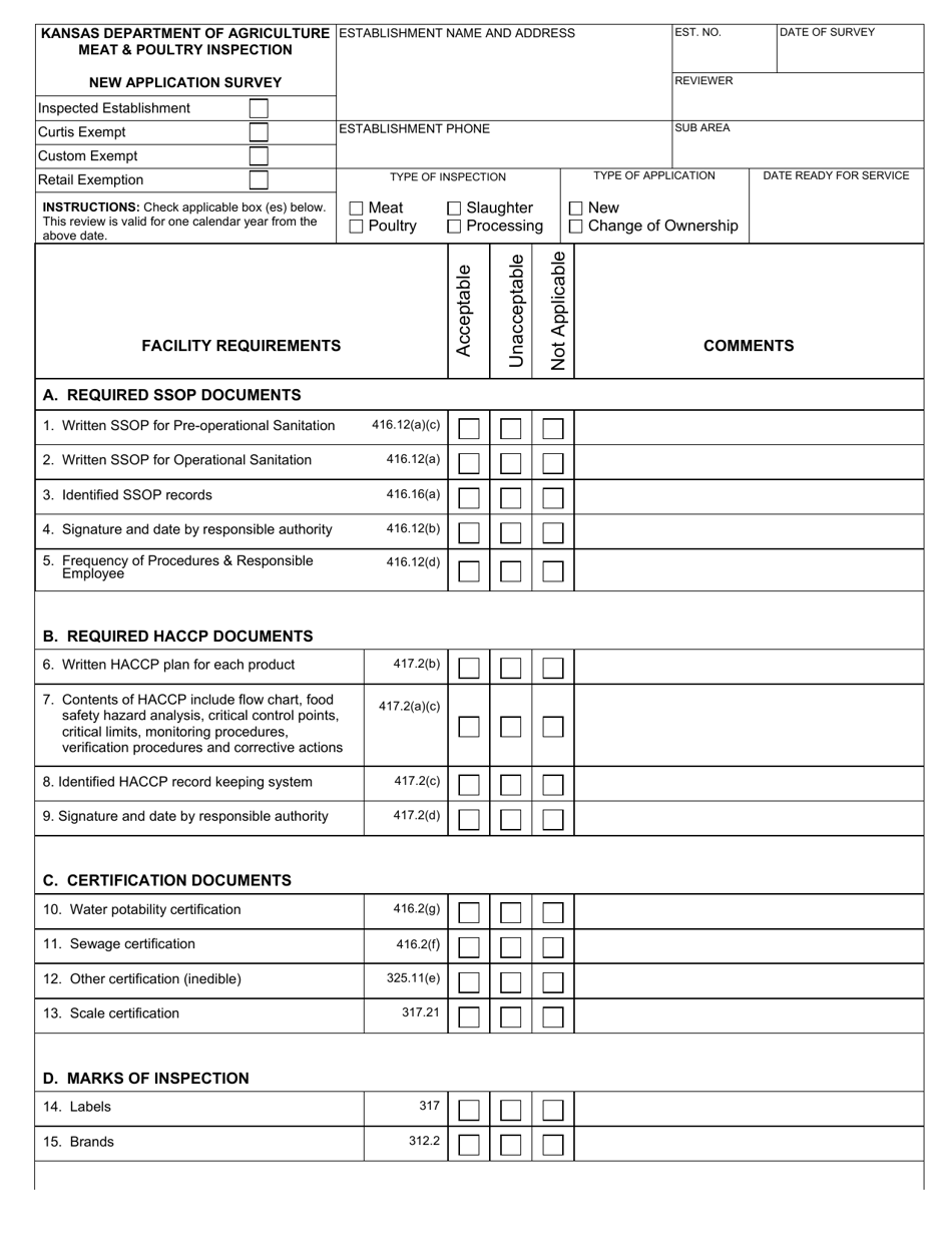 Form MP-73 New Application Survey - Kansas, Page 1