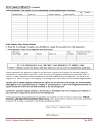 Service Company License Application - Kansas, Page 4