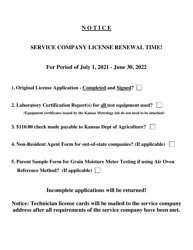 Document preview: Service Company License Application - Kansas, 2022