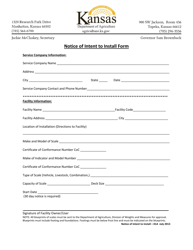 Document preview: Notice of Intent to Install Form - Kansas