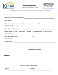 Document preview: Electronic Payment Form - Kansas