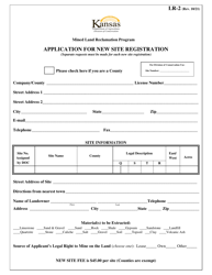 Form LR-2 &quot;Application for New Site Registration&quot; - Kansas