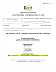 Form LR-4A Assignment of Certificate of Deposit - Kansas