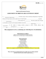 Form LR-4B &quot;Assignment of Irrevocable Letter of Credit&quot; - Kansas