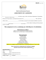 Form LR-4C &quot;Assignment of Cash Bond&quot; - Kansas