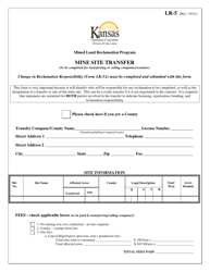 Form LR-5 &quot;Mine Site Transfer&quot; - Kansas