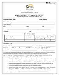 Form LR-8 &quot;Reclamation Approval Request&quot; - Kansas