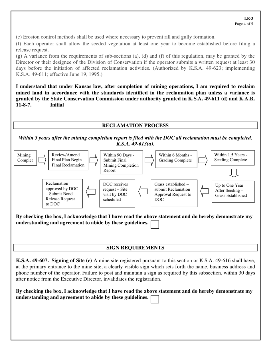 Form LR-3 Reclamation Plan - Kansas, Page 4