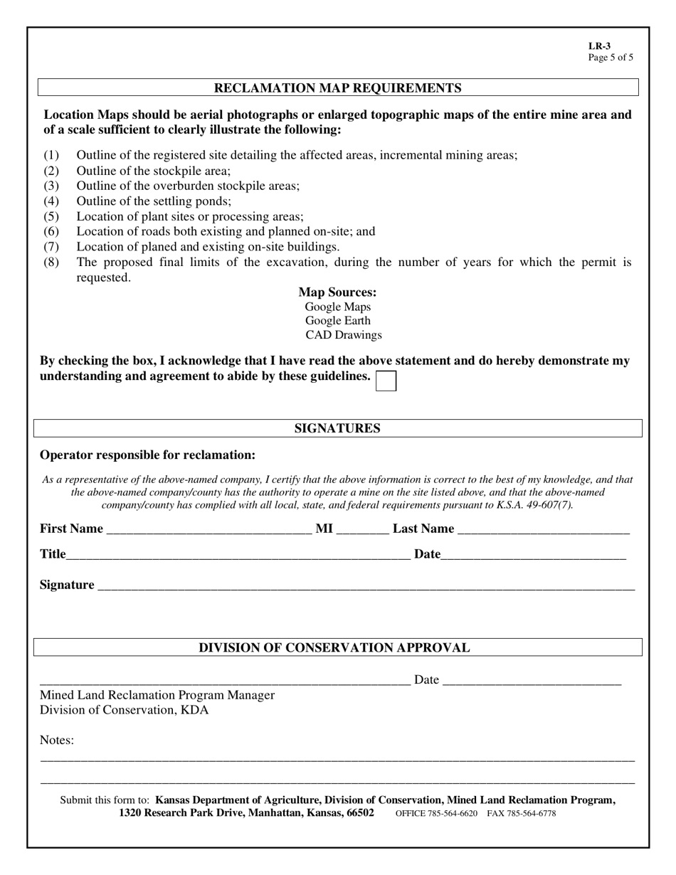 Form LR-3 Reclamation Plan - Kansas, Page 5