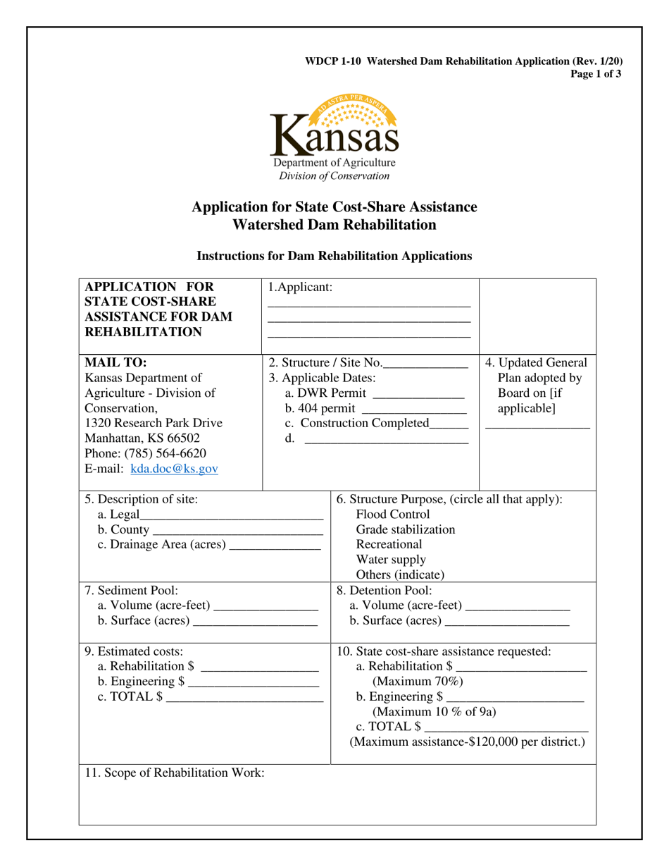 Form WDCP1-10 Application for State Cost-Share Assistance Watershed Dam Rehabilitation - Kansas, Page 3