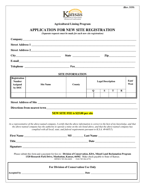 Application for New Site Registration - Kansas Download Pdf